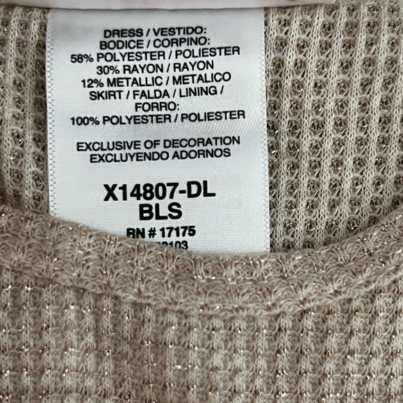 NWT Bonnie Jean Baby Thermal/Tulle Sequin Dress | Pink/Tan | 12M - Picture 5 of 6